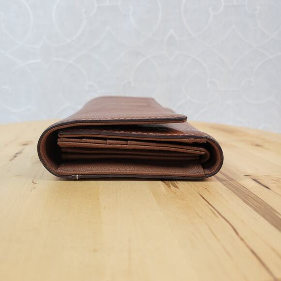 Fossil Leather Checkbook Wallet Womens 7" Brown Trifold Cash Card ID Slots - Picture 7 of 12